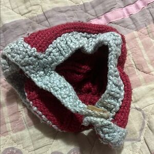 Red and Gray Knit Beanie
